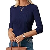 GRACE KARIN Womens Spring Wool Blend Sweater Tops, Long Sleeve Ribbed Pullover, 2026 Knitted Casual Blouse