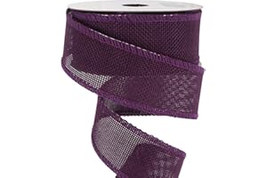 MIDI RIBBON MEEDEE Purple Wired Ribbon 1.5 Inch Burlap Ribbon Purple Wired Burlap Ribbon for Halloween Wreath, Christmas Party Decorations, Gift Wrapping, Garland, Swag, Lantern, Bows Making (10 Yards)