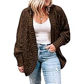 Eytino Womens Plus Size Crochet Cardigan Sweater Long Sleeve Hollow Out Open Front Cardigans Outwear(1X-5X)