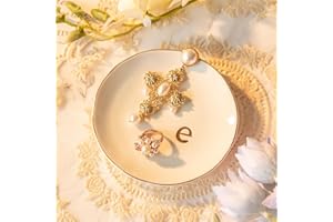 COMMGOAL Ceramic Ring Holder for Jewelry, Jewelry Tray, Ring Dish, Aesthetic Room Decor, Engagement Gifts Bride Gifts Wedding Gifts for Women, White, 4.75"(E)