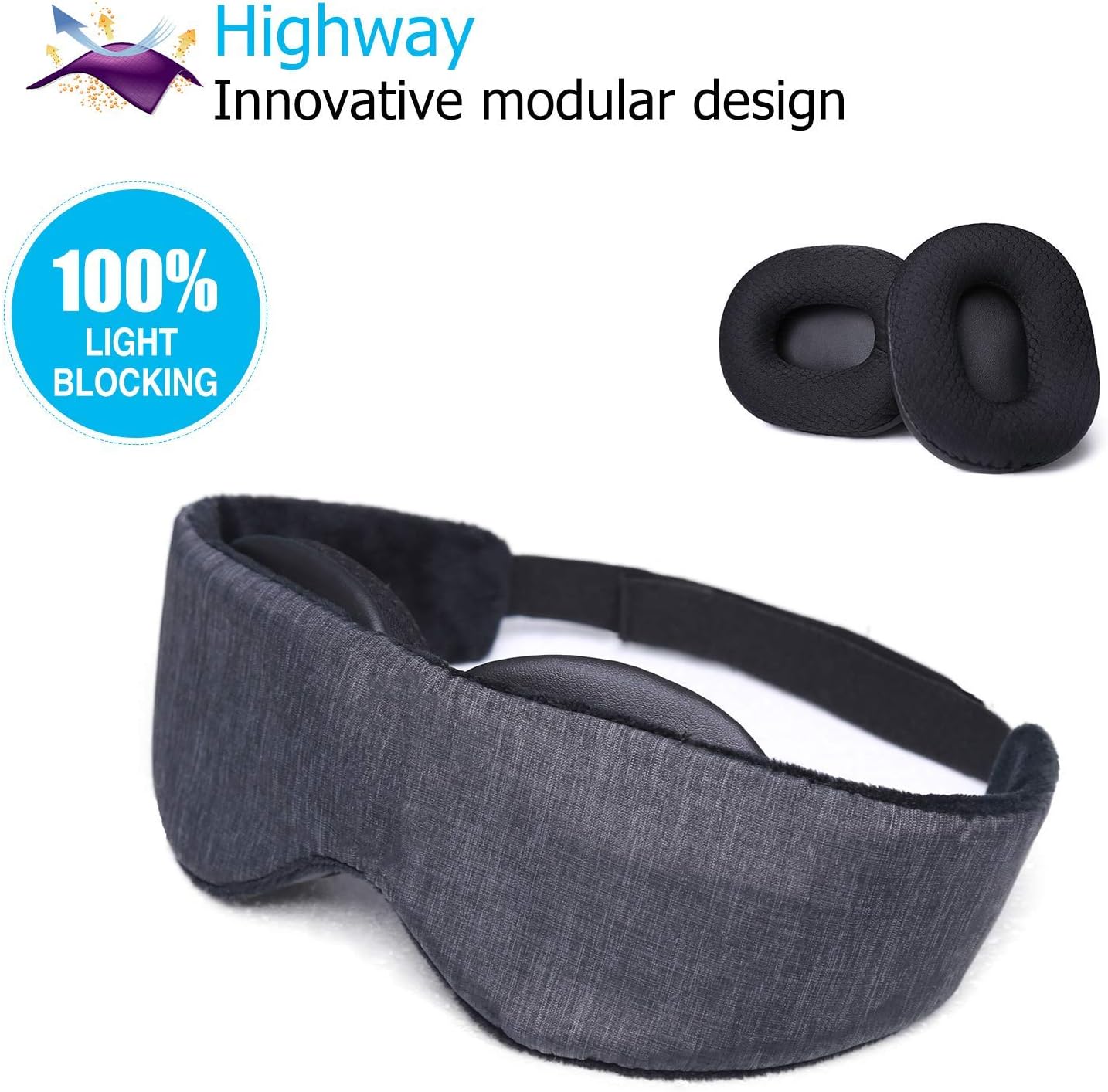 Highway Modular Sleep Mask (Fit Your Unique Face) Eye Mask for Sleeping - No Pressure on Eyes and Great for Travel/Nap/Night Sleeping - Best Night Blinder Eyeshade for Men Women Kids