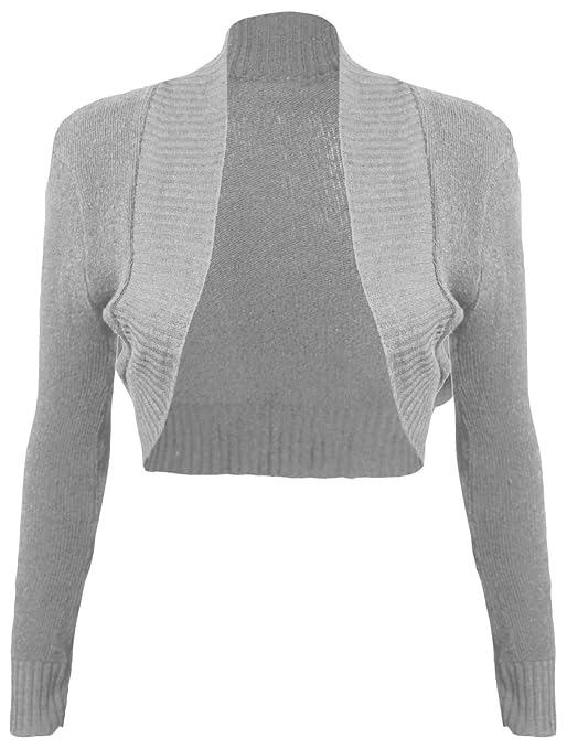 Baleza Damen Bolero, langärmelig, offen, gestrickt, Bolero