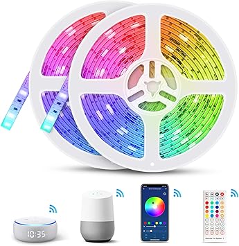 10m luces de tiras led wifi tasmor tira de led rgb compatible con alexa google home app led tira luz sincronizacion de musica tira led