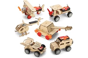WESAYEE 6 in 1 Wood Car Building Kits for Kids, Woodworking Project, Wooden 3D Puzzles Model Kit for Ages 8-12