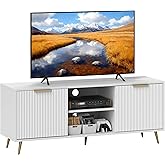 HOMCOM TV Stand with Storage for 55 Inch TV, Modern TV Table with 2 Open Shelves and 2 Cabinets, TV Console for Living Room,