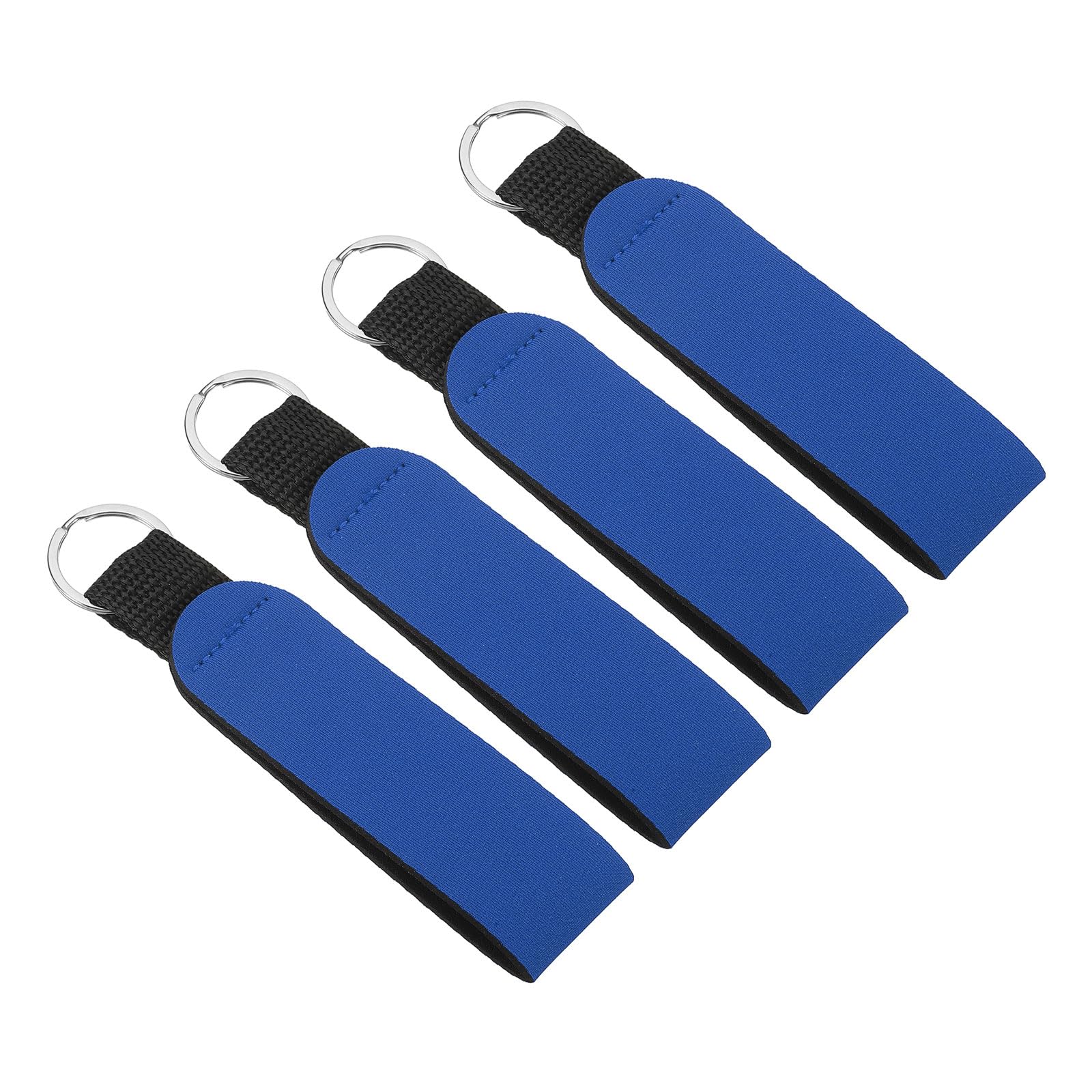 PATIKIL Floating Neoprene Keychain, 4 Pcs Waterproof Buoyant Key Ring Sublimation Float Keychain for Outdoor Water Sports, Blue