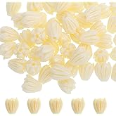 98 PCS Jasmine Flower Beads Beige Coral Flower Shell Beads for Making Crafts Necklace Earring Wedding Crown Flowers Decors (Beige, 8.5 X 7 mm)