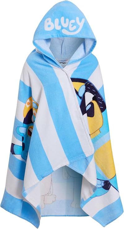 Bluey Hooded Towel Poncho 100% Cotton Kids Beach Bath Swiming Wrap