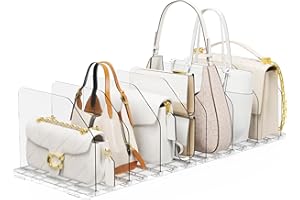 DGFCK Bag & Purse Organizer for Closet, 2 Sets Adjustable Clear Handbag Storage Shelf, Plastic Clutch Dividers for Closet Organizers and Storage-Keep Purses upright (2 Sets)