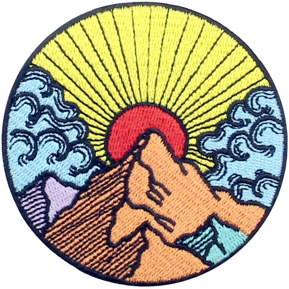 Sunshine Sunrise from Montain Explore Outdoor Patch Embroidered Applique Badge Iron On Sew On Emblem