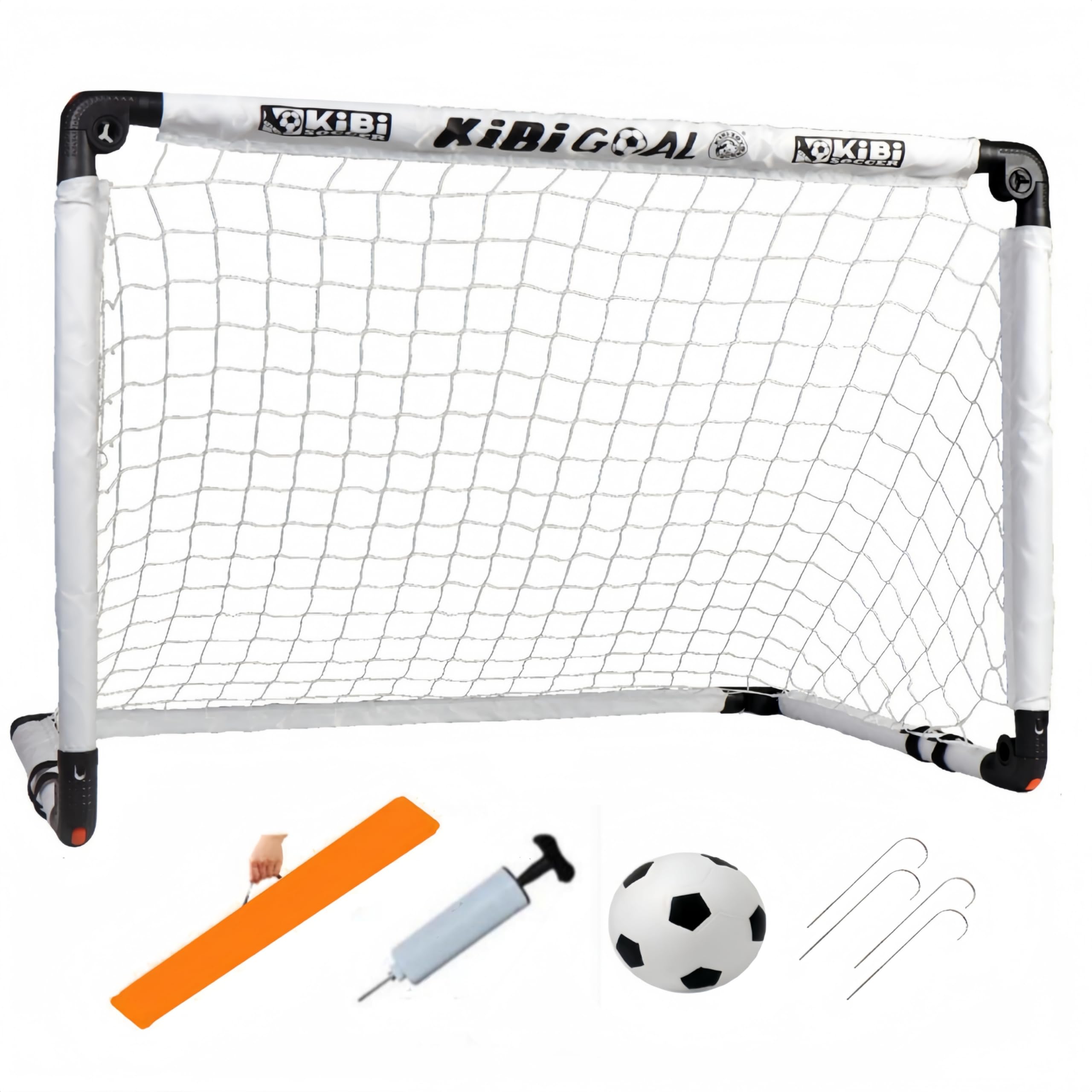 KiBiGOAL Kids Football Goal Set, Kids Portable Foldable Goals for the Garden/Indoor/Outdoor, Football Gift for Childrens(45.27in x 31.49in Goal White + Ball No. 3 Set)