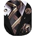 Hi-Tie Silk Ties for Men Woven Mens Ties with Pocket Square Cufflinks Business Formal Necktie Lapel Pin Set