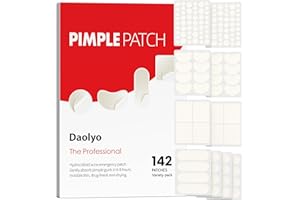 Daolyo Large Acne Pimple Patches for Face, 6 Sizes 142 Counts Big Hydrocolloid Bandages for Body, Forehead, Chin, Nose, Neck & Chest(Round, Oval, Moon, Square)