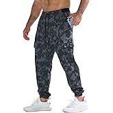 BROKIG Mens MarcoGlaze Gym Joggers, Camo Athletic Workout Pants Cargo Pockets, Casual Camouflage Sweatpants for Running