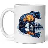 Bear Ceramic Coffee Mug 11oz Grizzly Kodiak Ursine - Tea Coffee Mug with Comfortable Grip - Unique Animal Gift Cup for Office or Home - Vibrant Long-Lasting Print ID44991