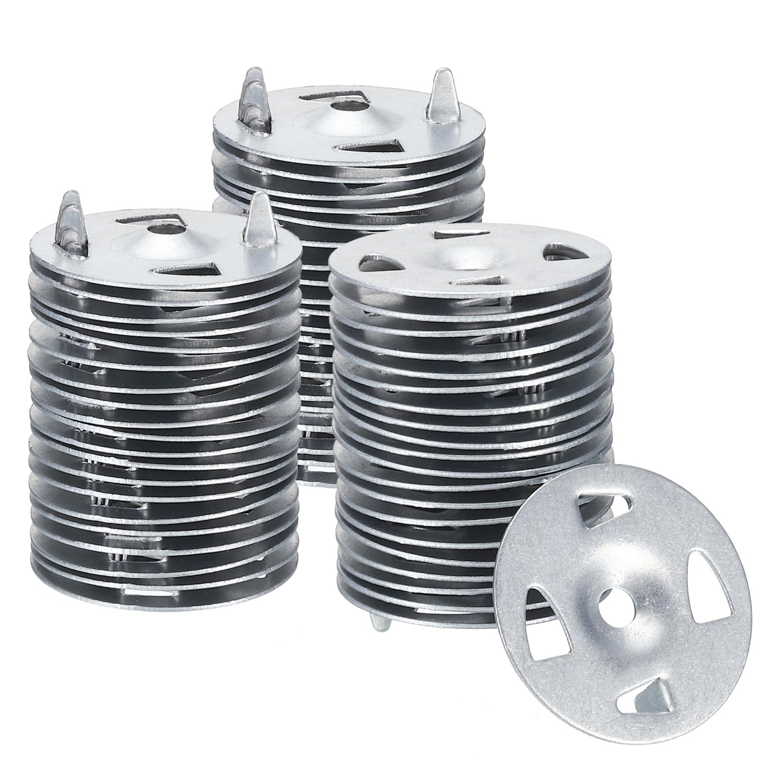 PATIKIL 32mm Insulation Washers, 300pcs Metal Insulation Washers Perforated Washers Galvanized Steel 1-1/4in for Foam Insulation Board Fixing Fastening Installation Wall Ceiling