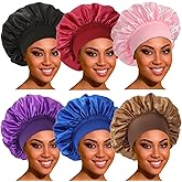 Satin Bonnet Hair Bonnet for Sleeping- 4 Pack Large Silk Bonnets for Women with Elastic Soft Band for Hair Care Braids