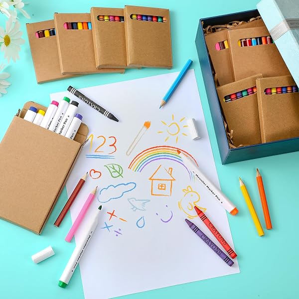 WEEKGRAT 90 PACKS SCHOOL ART SET KID CRAYONS MARKERS AND COLORED PENCILS BUNDLE KIT COLORING SUPPLIES CLASSROOMS STUDENT CHRISTMAS HOLIDAY GIFT