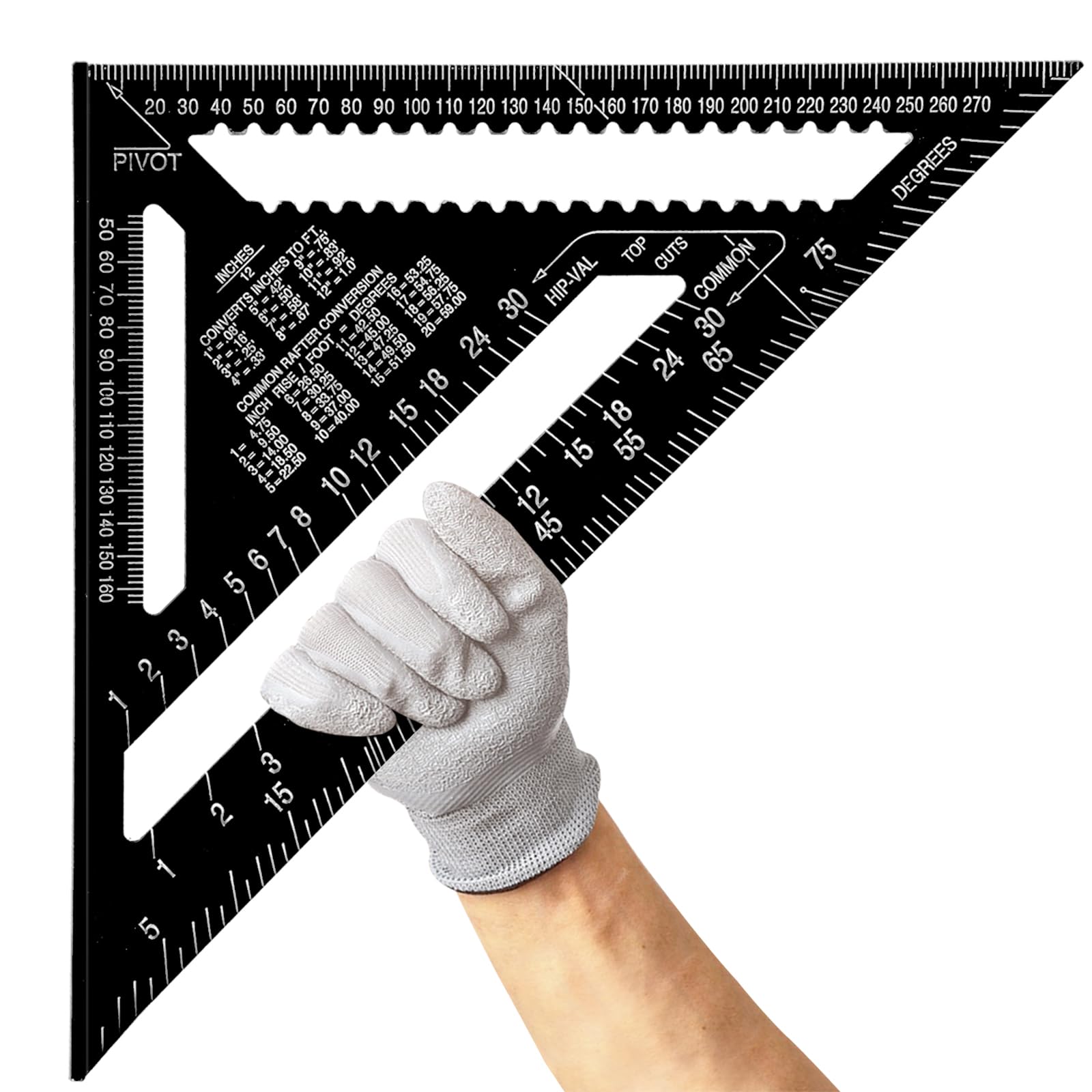 12 Inch/300mm Aluminum Alloy Triangle Ruler, Woodworking Speed Square Metric, Carpenters Square for Angle Measuring Marking