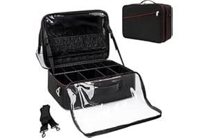 OCHEAL Extra Large Makeup Case, XL Makeup Bag Organizer Travel Cosmetic Case Portable Artist Storage Bag with Washable Plastic Divider and Heat Insulation Layer For Lipstick Makeup Toiletry Accessories Black