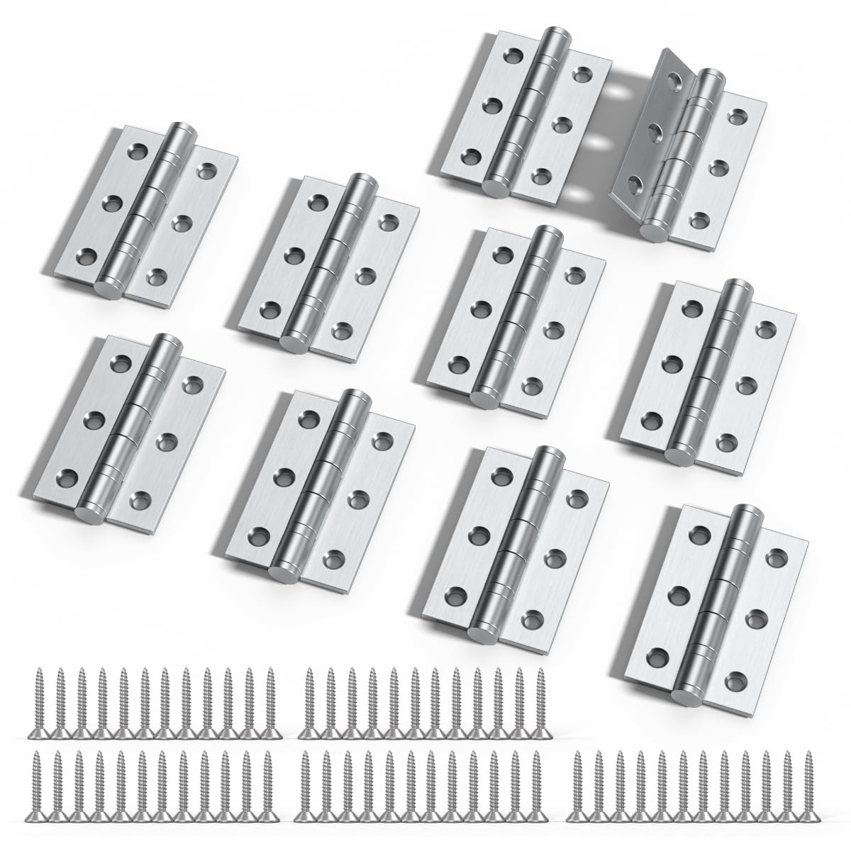 Bwintech 5 Pairs 75 x 50 x 2.0mm(3 inch) Satin Chrome Brushed Hinge for Fire Door, Steel Fire Rated Internal Door Hinges, Ball Bearing Hinge for Internal Use in Residential and Commercial Buildings