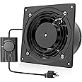 HG Power 6 Inch Exhaust Fan with Speed Controller, 308CFM Wall Exhaust Fanfor Kitchen, Bathroom, Metal Extractor Fan for Pet Room, Smoking Room, Attic, Garage, Window Ventilation, Black