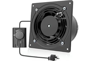 HG Power 6 Inch Exhaust Fan with Speed Controller, 308CFM Wall Exhaust Fanfor Kitchen, Bathroom, Metal Extractor Fan for Pet Room, Smoking Room, Attic, Garage, Window Ventilation