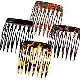 4 PCS French Side Hair Comb Clips for for Twist Hair Styling and Grooming, 2.4 IN French Hair Combs for Women Accessories, Small Combs for Wedding, Dating, Daily Use(Tortoise, Multicolor)