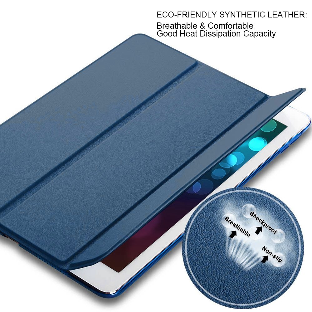 CAM-ULATA for iPad Pro 10.5 Case 2017 Leather with Folio Stand, Shock proof Slim Business Auto Sleep Wake Smart iPad Pro 10.5 inch Cover Navy
