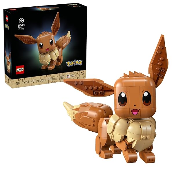 LEGO POKÉMON EEVEE – COLLECTIBLE BUILDING SET FOR ADULTS, AGES 18+ – POSABLE POKÉMON FIGURE FOR DISPLAY – DESK, BOOKSHELF OR HOME OFFICE DECOR – GIFT FOR MEN & WOMEN – 72151