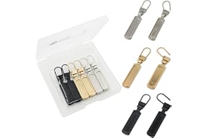 SINCCO 6 Pcs Zipper Pull Replacement, Universal Zipper Pull Tab Fixer Metal Zipper Head Handle Mend Repair Kit for Jacket Purse Backpack Luggage Boot, Multicolor