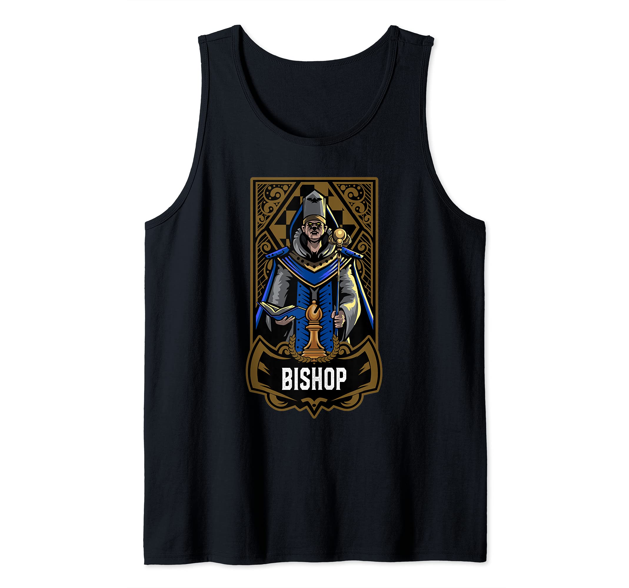 Bishop Chess Game Piece Chess Club Players Gambit Blue Team Tank Top