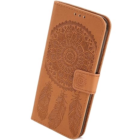 Herbests Kompatibel mit Samsung Galaxy S10e Hülle Handyhülle Traumfänger Mandala Blumen Bookstyle LederHülle Ledertasche Schu