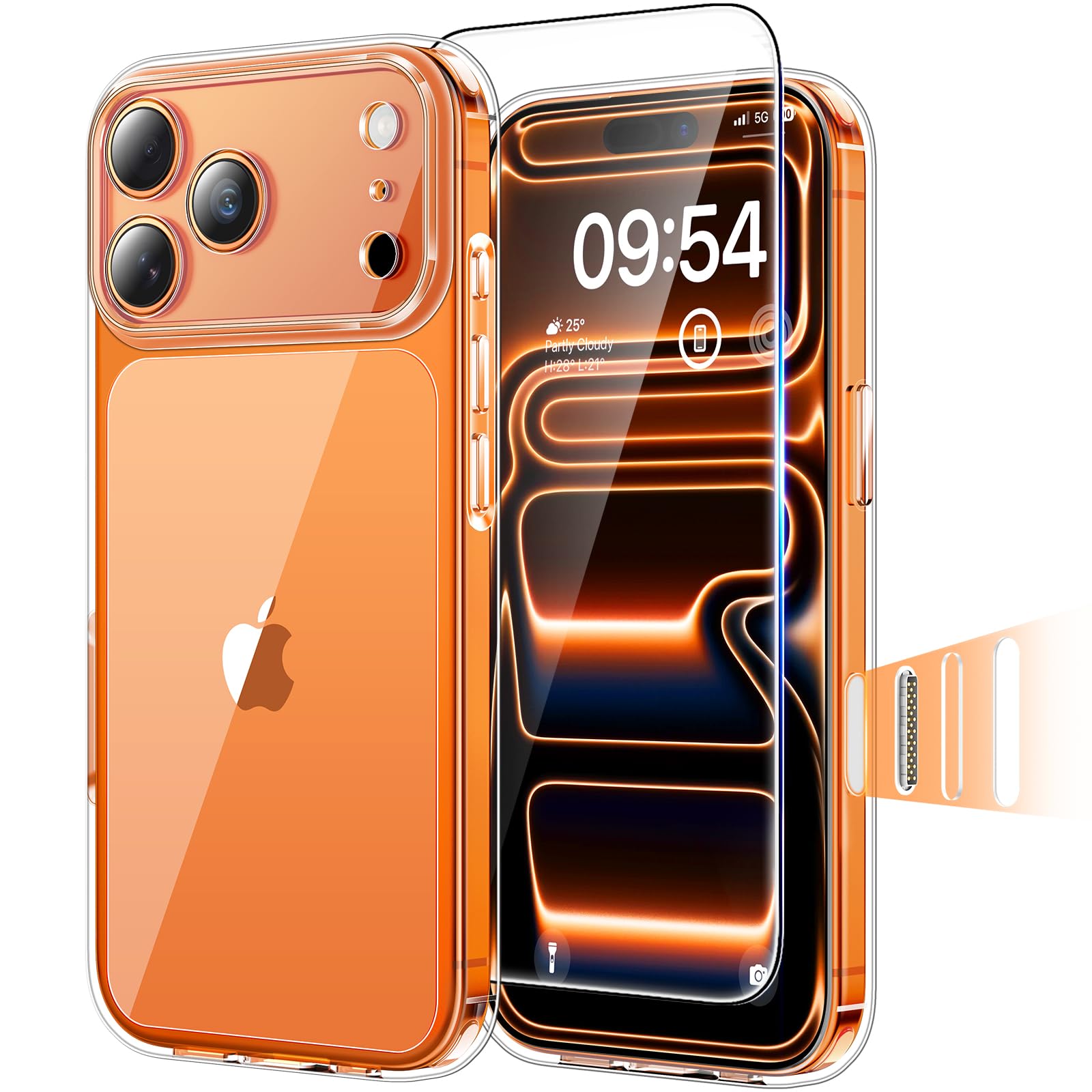 Photo 1 of TAURI for iPhone 17 Pro Case, Camera Control Full Camera Protection, with Screen Protector, Military-Grade Protection Shockproof Phone Case for iPhone 17 Pro, Clear