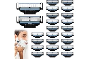 HYCRON Razor Blades for Men - 24PCS Precision Compatible With Mach3 Razor Blades Refills for Men - Compatible With Mach 3 Razors, Dual Lubrication Blade for Close & Comfortable Shave