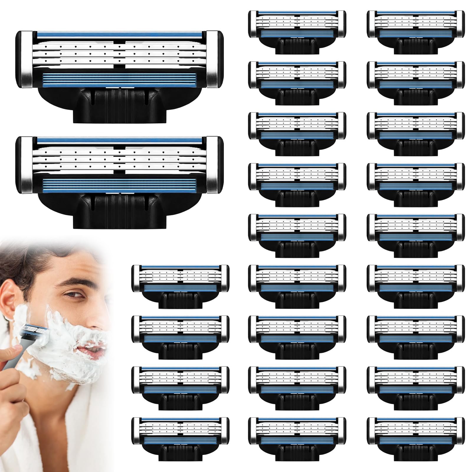 Photo 1 of Mach 3 Razor Blade Refills for Men - 24PCS Compatible With Mach3 Razors, Triple-layer Manual Compatible with Mach 3 Razor Blades Refills Pack, Precision Shaving Blades With Dual Lubrication