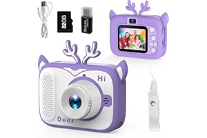 HUUFLYTY Kids Camera Toddler Digital Camera for Ages 3 4 5 6 7 8 9 Years Old Boys Girls, Christmas Birthday Gifts, Kids Digital Camera Toys for Birthday Gifts, Selfie Camera for Childrens (Purple)