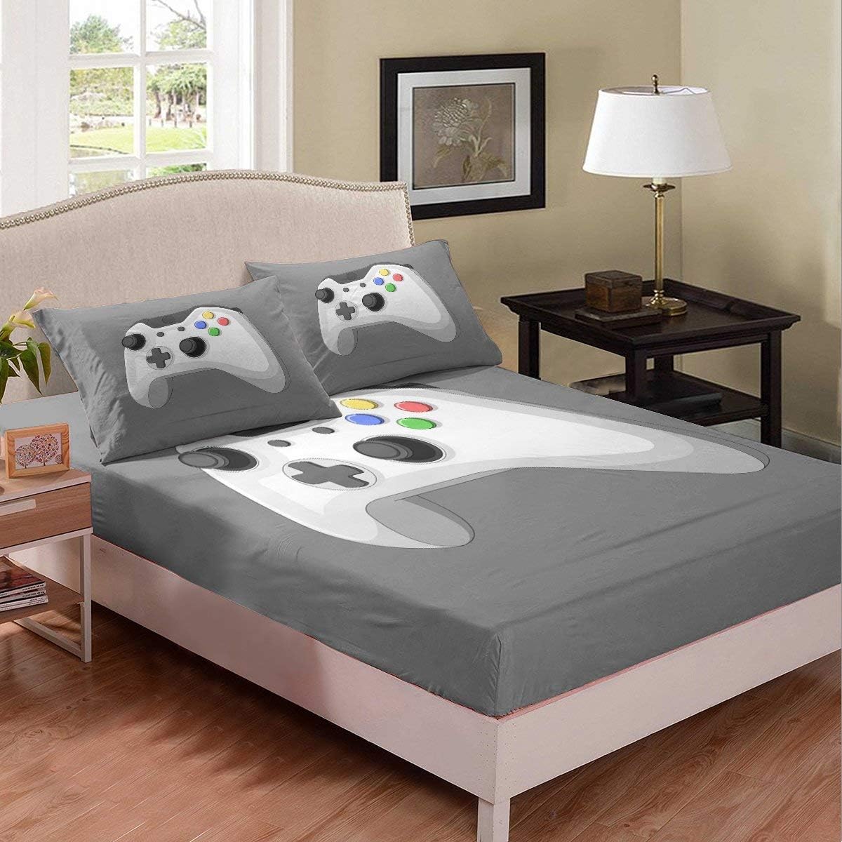 Erosebridal Gaming Bedding Set Gamepad Fitted Sheet Kids