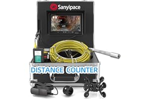 Sanyipace Sewer Scope Camera 100FT/30M, Distance Counter, 9" HD Pipe Inspection Camera with 12 Lights, 4500mAh Battery, Drain Camera with DVR Recorder, IP68 Waterproof Sewer Camera, Included 16GB Card