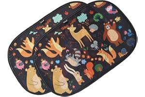 Enovoe 2 Pack Animals Cartoon Car Window Sun Shades for Kids - 21x14 Inches - Baby Sun Shades - Glare and UV Rays Protection Car Window Shades, Suitable for SUVs, Minivans and Full Size Cars