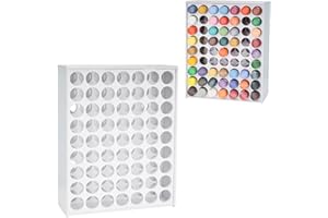 SANFURNEY 63 Holes Craft Paint Storage Organizer Vertical Paint Rack Stand for Apple Barrel, Folkart -2oz Craft Paints, Wall-mounted