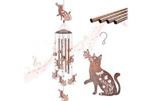TIGGSY Cat Wind Chimes Outdoor Cat Gifts for Women/Men/Mom/Grandma/Wife/Friends Birthday Gifts Memorial Gift Metal WindChimes for Outside/Indoors, Home, Lawn, Porch, Patio, Garden Decor, Yard Decorations