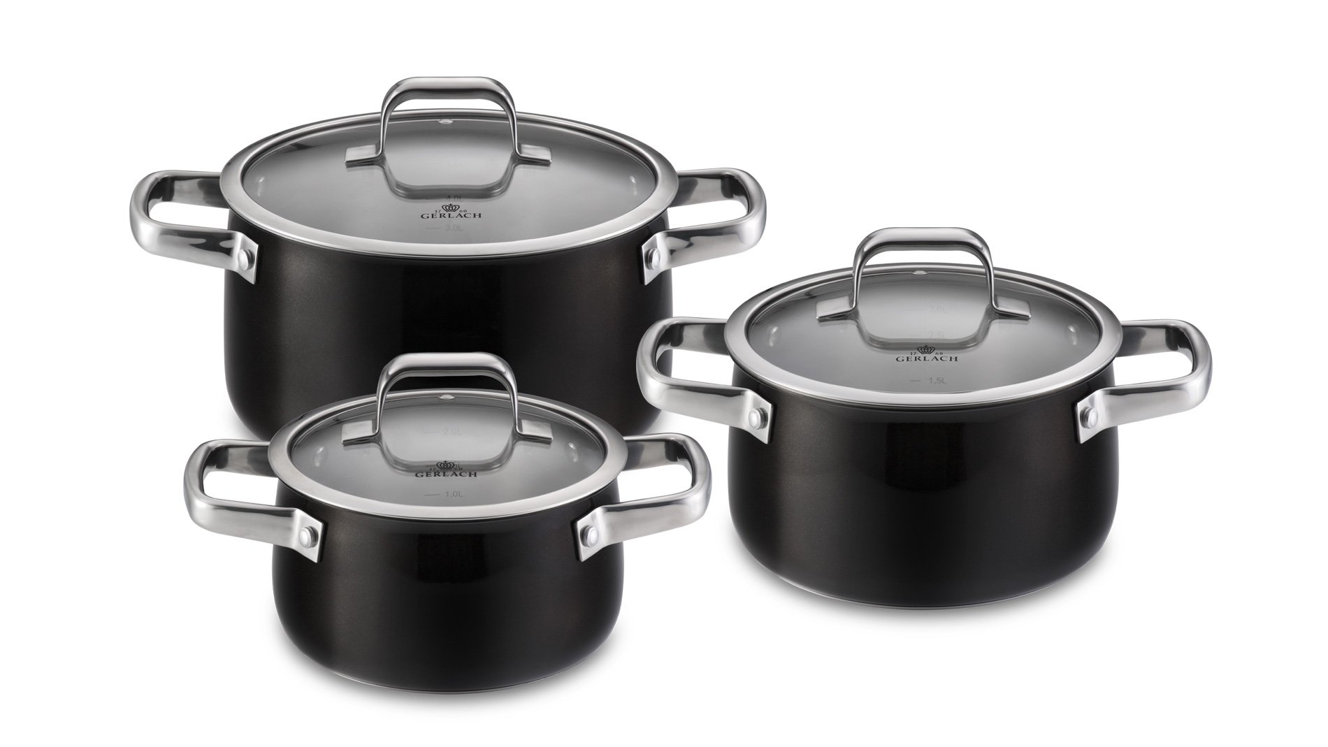 Gerlach Cookware set made of stainless steel 18/10 with 6 elements from Prime - G04-0329C-ZGB3-06PU-S1S1-01