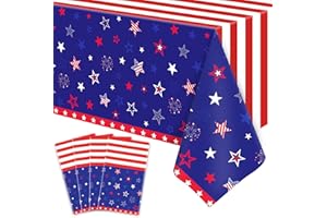 DVAORC 4 Pack Patriotic Tablecloth 4th of July Tablecloth July 4th Decorations American Flag Table Cloth Patriotic Themed Party Supplies Memorial Party Decorations 86 x 51 in