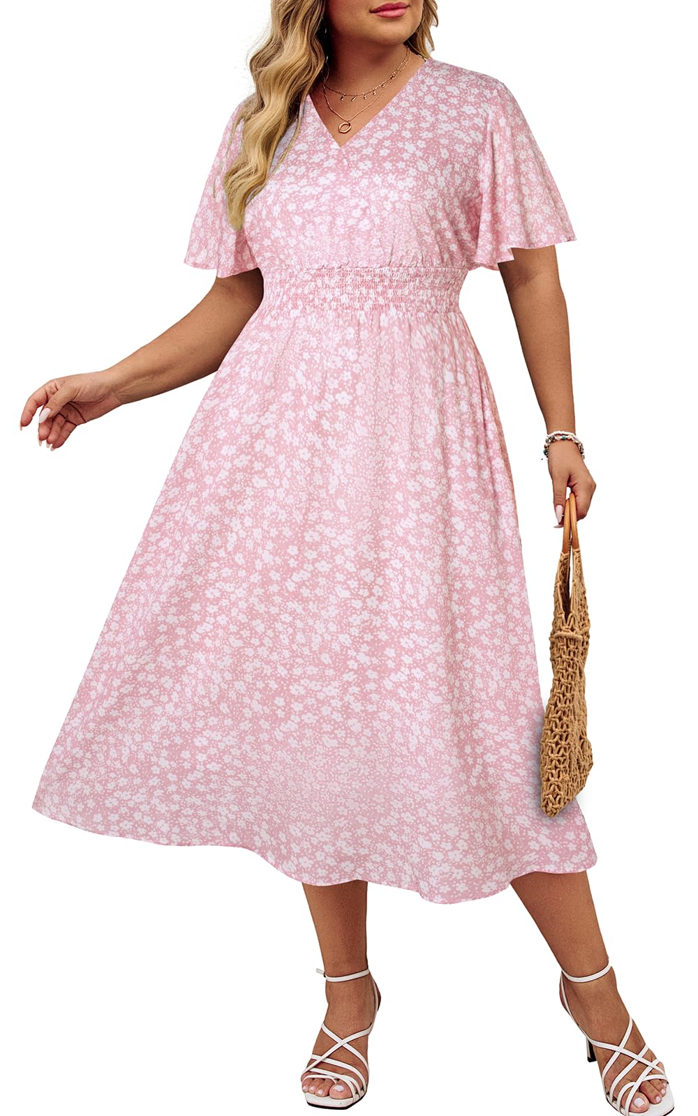Hanna Nikole Pink Plus Size Dress with Pockets