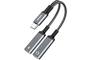 ZOOAUX USB C Splitter, Dual USB C Headphone and Charger Adapter,2-in-1 Type C Audio Dongle Cable with PD 60W Fast Charging Support Call Music for Pixel 4 3 XL,Galaxy S23 S22 S21 S20, Xperia
