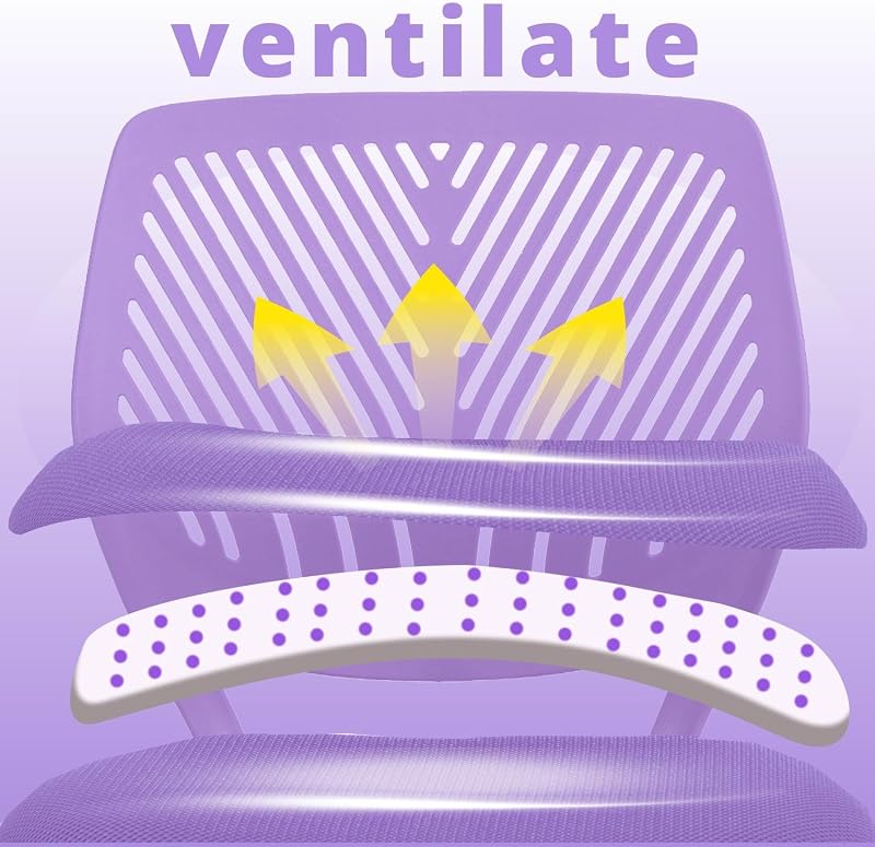 Silla de Escritorio para niños, Silla giratoria de Altura Ajustable con diseño de Respaldo de Agujero pequeño, Adecuada para Dormitorio de niños o Sala de Estudio, Color Morado — foto 3 de 8