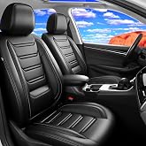Seat Covers Custom Fit for Honda HRV 2016-2027 LX/EX/EXL/Sport, Full Set | Premium Breathable Leather, Airbag Compatible, Full Coverage Protector, All‑Weather, Waterproof, Easy Install &amp; Wipe, Black