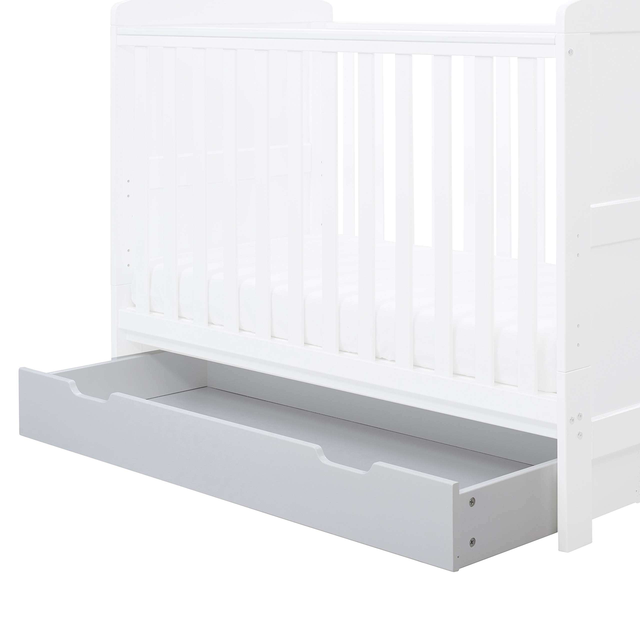 Ickle Bubba 120 Cot Bed Under Drawer (White)