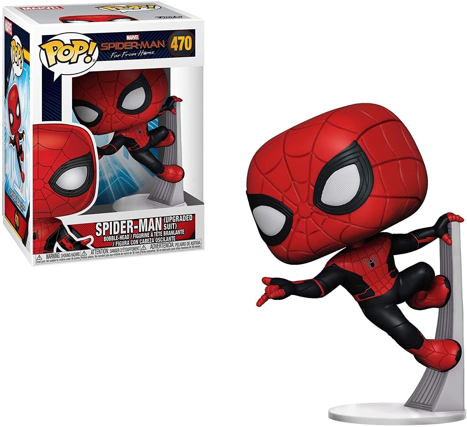 Funko Marvel: Spider-Man Far from Home - Spider-Man Upgraded Suit Pop Vinyl Figure (Includes Compatible Pop Box Protector Case)